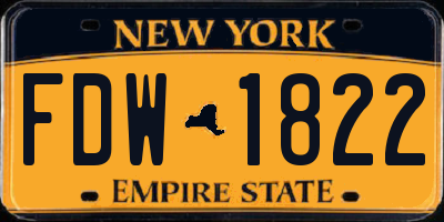 NY license plate FDW1822