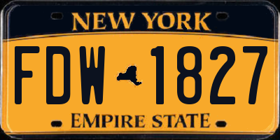NY license plate FDW1827