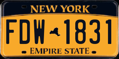 NY license plate FDW1831