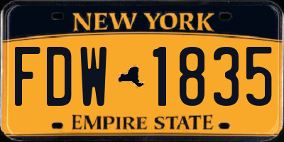 NY license plate FDW1835
