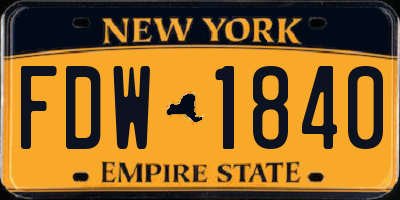 NY license plate FDW1840