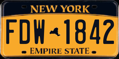 NY license plate FDW1842