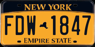 NY license plate FDW1847