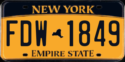 NY license plate FDW1849