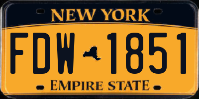 NY license plate FDW1851