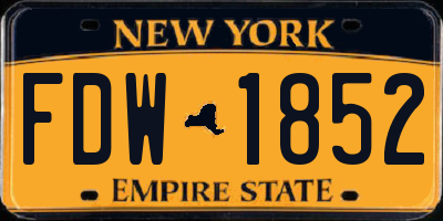 NY license plate FDW1852