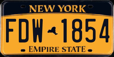 NY license plate FDW1854