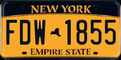NY license plate FDW1855