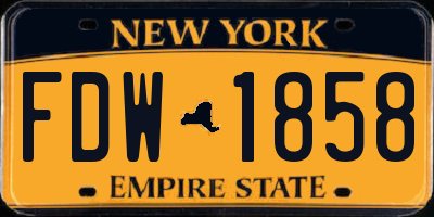 NY license plate FDW1858