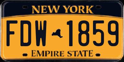 NY license plate FDW1859