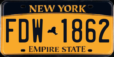 NY license plate FDW1862