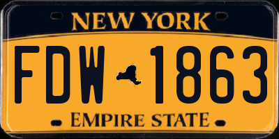 NY license plate FDW1863