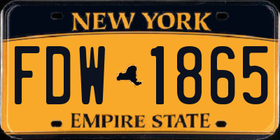 NY license plate FDW1865