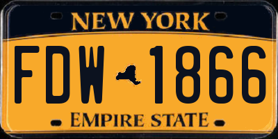 NY license plate FDW1866