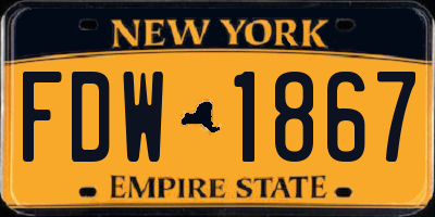 NY license plate FDW1867
