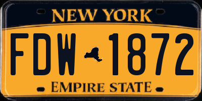 NY license plate FDW1872