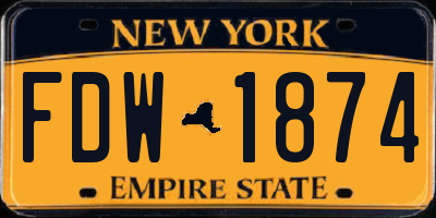 NY license plate FDW1874