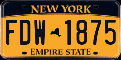 NY license plate FDW1875