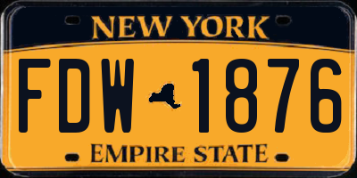 NY license plate FDW1876