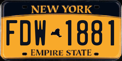 NY license plate FDW1881
