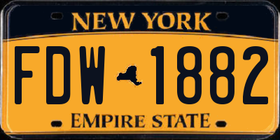 NY license plate FDW1882