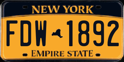 NY license plate FDW1892