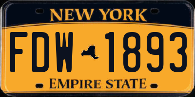 NY license plate FDW1893