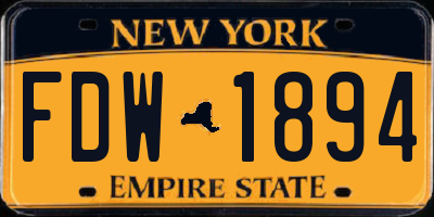 NY license plate FDW1894