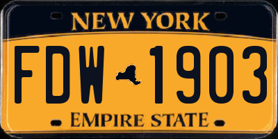 NY license plate FDW1903