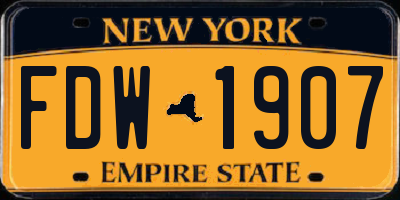 NY license plate FDW1907