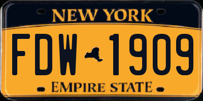 NY license plate FDW1909