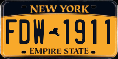 NY license plate FDW1911