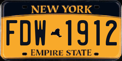 NY license plate FDW1912