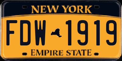 NY license plate FDW1919
