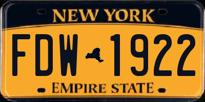 NY license plate FDW1922