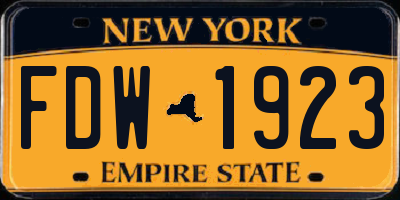 NY license plate FDW1923
