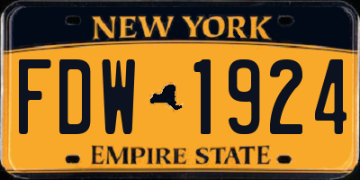 NY license plate FDW1924