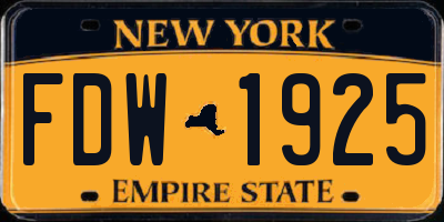 NY license plate FDW1925