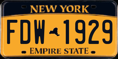 NY license plate FDW1929