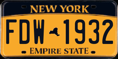 NY license plate FDW1932