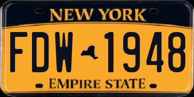 NY license plate FDW1948