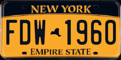 NY license plate FDW1960