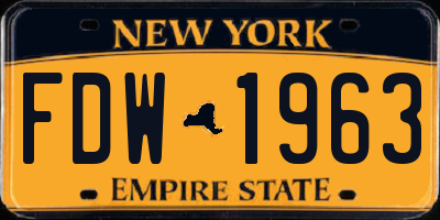 NY license plate FDW1963