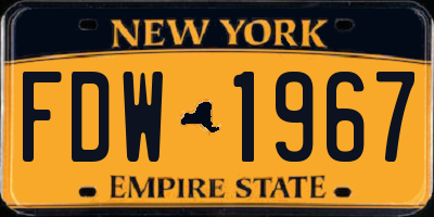 NY license plate FDW1967