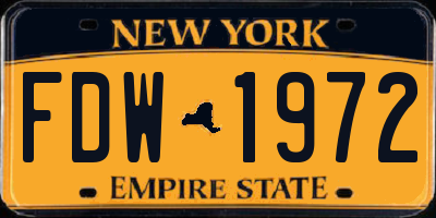 NY license plate FDW1972