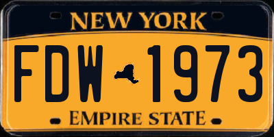 NY license plate FDW1973