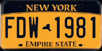 NY license plate FDW1981
