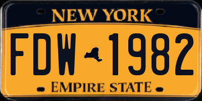 NY license plate FDW1982