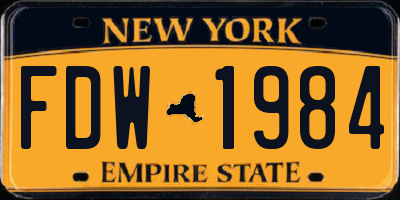 NY license plate FDW1984