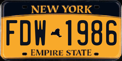 NY license plate FDW1986